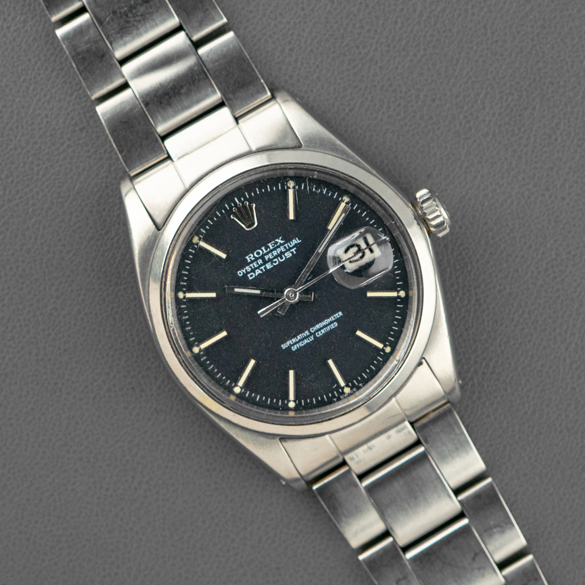 Rolex Datejust 1600 Automatic Smooth Bezel Black Dial 36mm