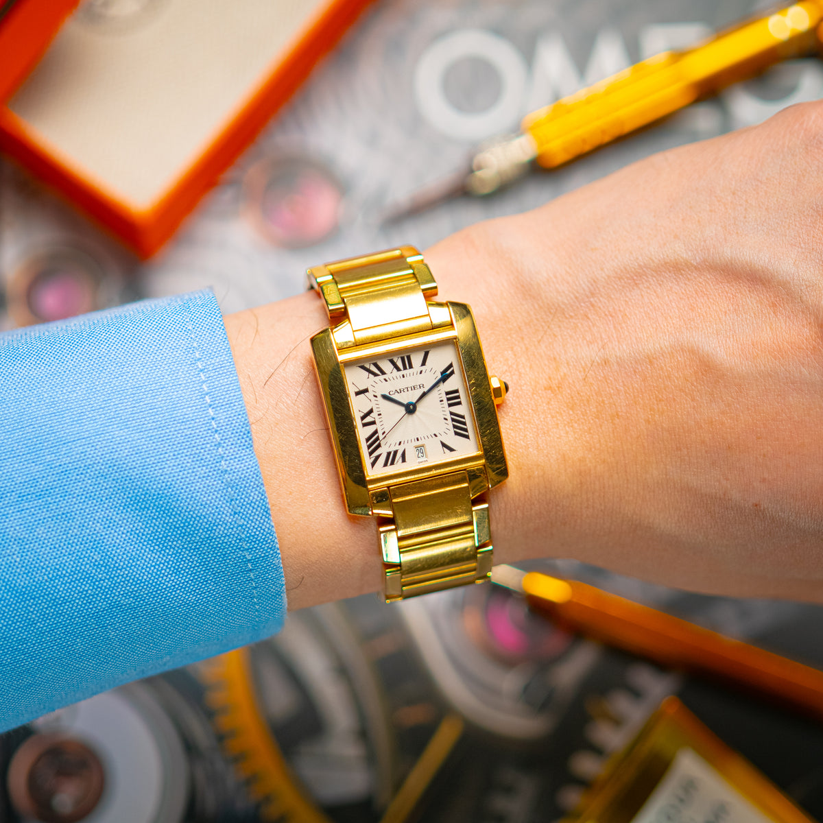 Cartier Tank Française Automatic Date Yellow Gold 29mm