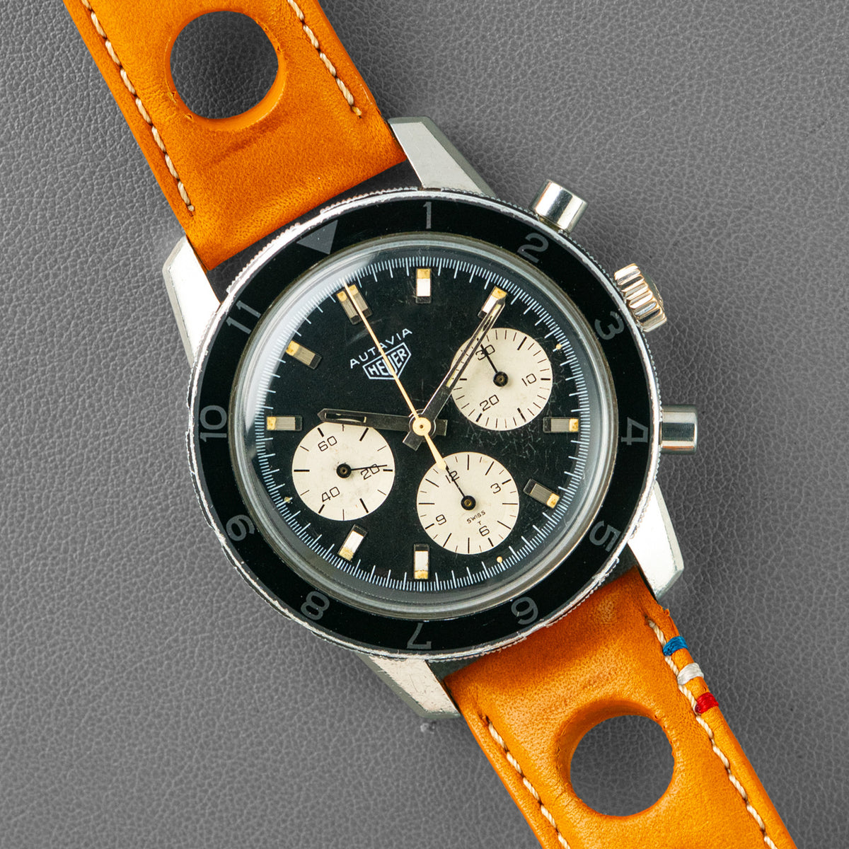 Heuer Autavia Vintage Manual Chronograph Black 39mm
