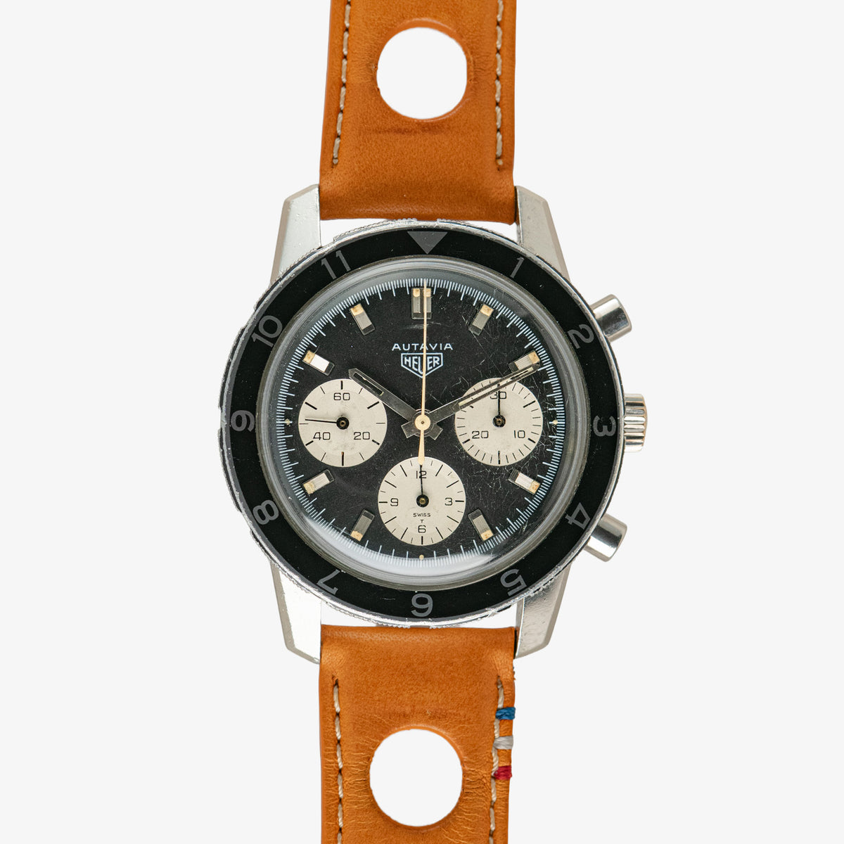 Heuer Autavia Vintage Manual Chronograph Black 39mm