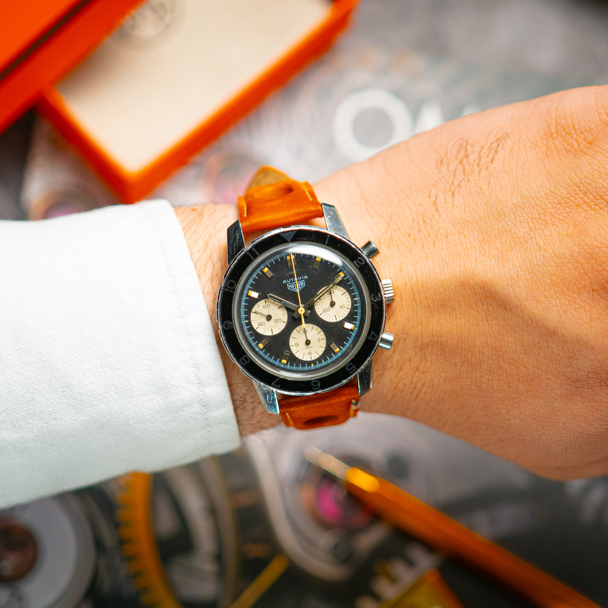 Heuer Autavia Vintage Manual Chronograph Black 39mm