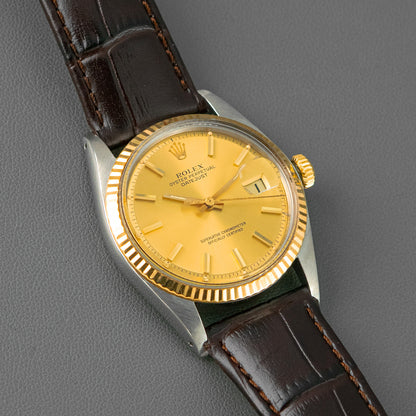 Rolex Datejust 1601 Champagne Dial Leather Strap 36mm