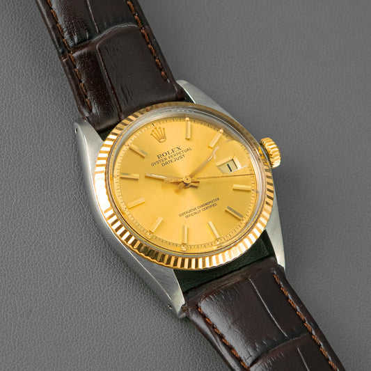 Rolex Datejust 1601 Champagne Dial Leather Strap 36mm