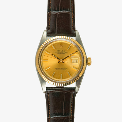 Rolex Datejust 1601 Champagne Dial Leather Strap 36mm