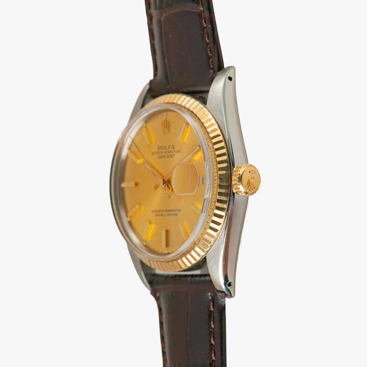 Rolex Datejust 1601 Champagne Dial Leather Strap 36mm