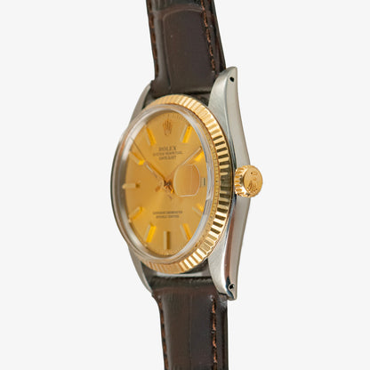 Rolex Datejust 1601 Champagne Dial Leather Strap 36mm