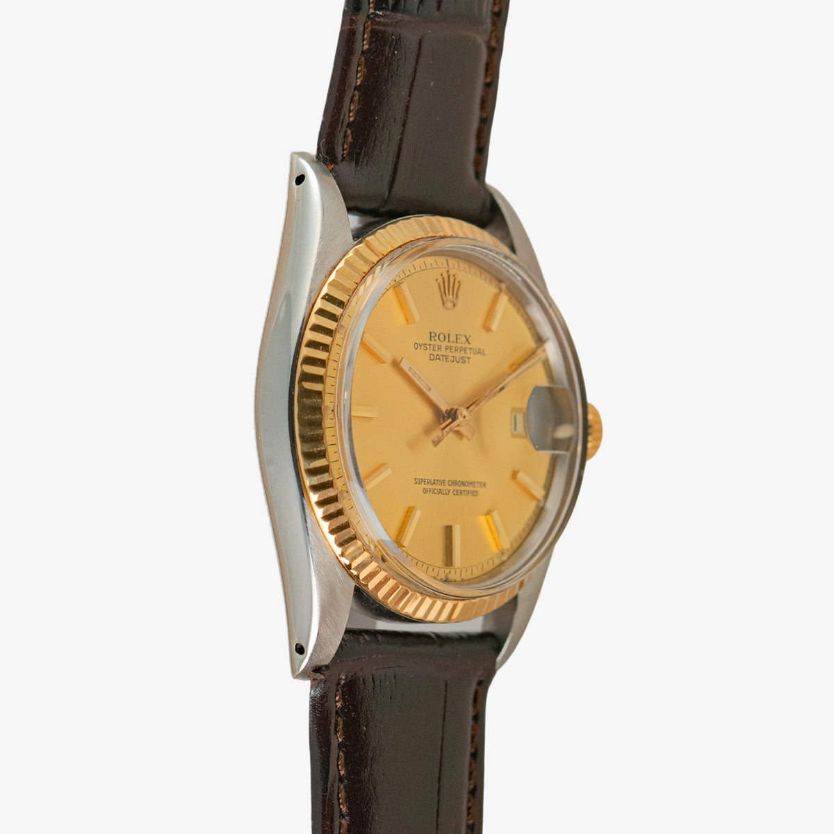 Rolex Datejust 1601 Champagne Dial Leather Strap 36mm