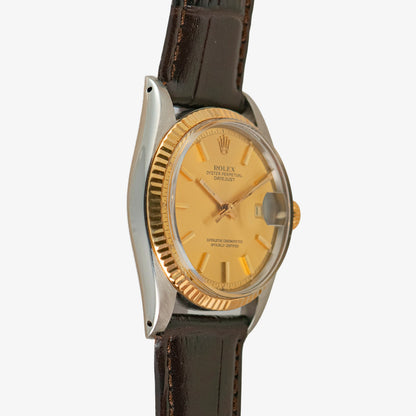 Rolex Datejust 1601 Champagne Dial Leather Strap 36mm