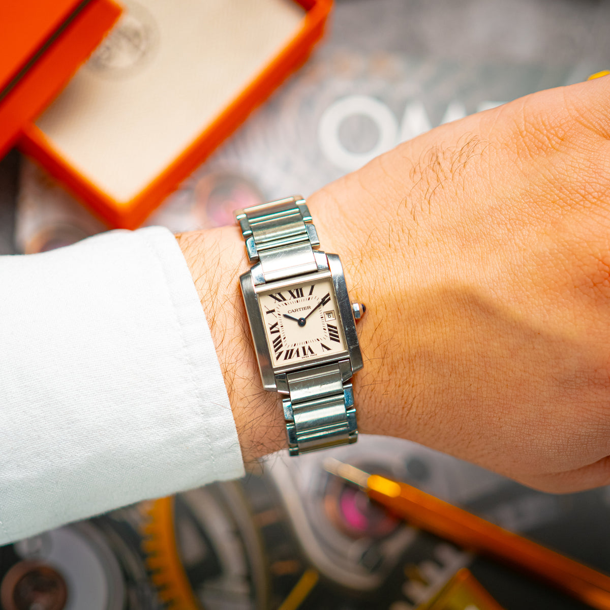 Cartier Tank Française 2465 Quartz White Dial 25mm