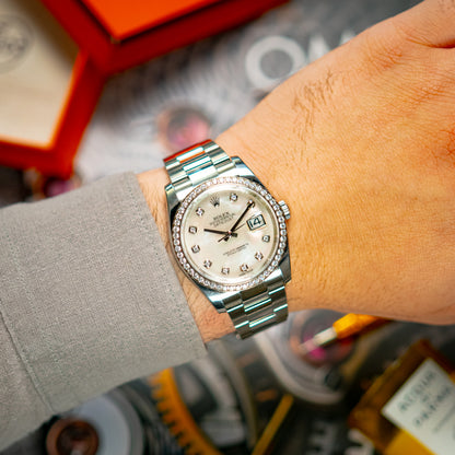 Rolex Datejust Mother of Pearl Diamond Dial & Bezel 116244 36mm