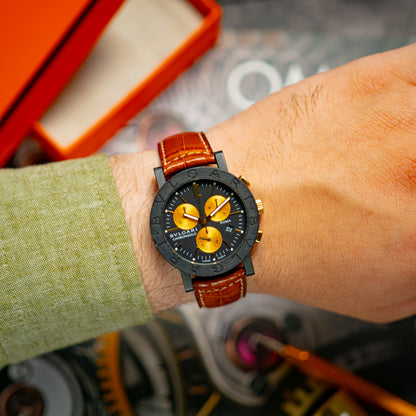 Bulgari Bvlgari Carbon Gold Chronograph Black Dial 38mm