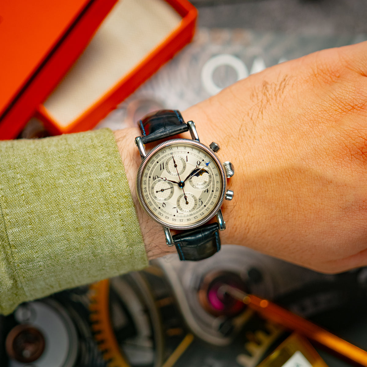Chronoswiss Lunar Chronograph Automatic Silver Dial 38mm