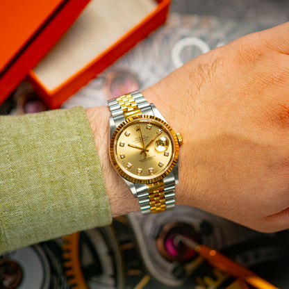 Rolex Datejust 16233 Two-Tone Champagne Diamond Dial 36mm