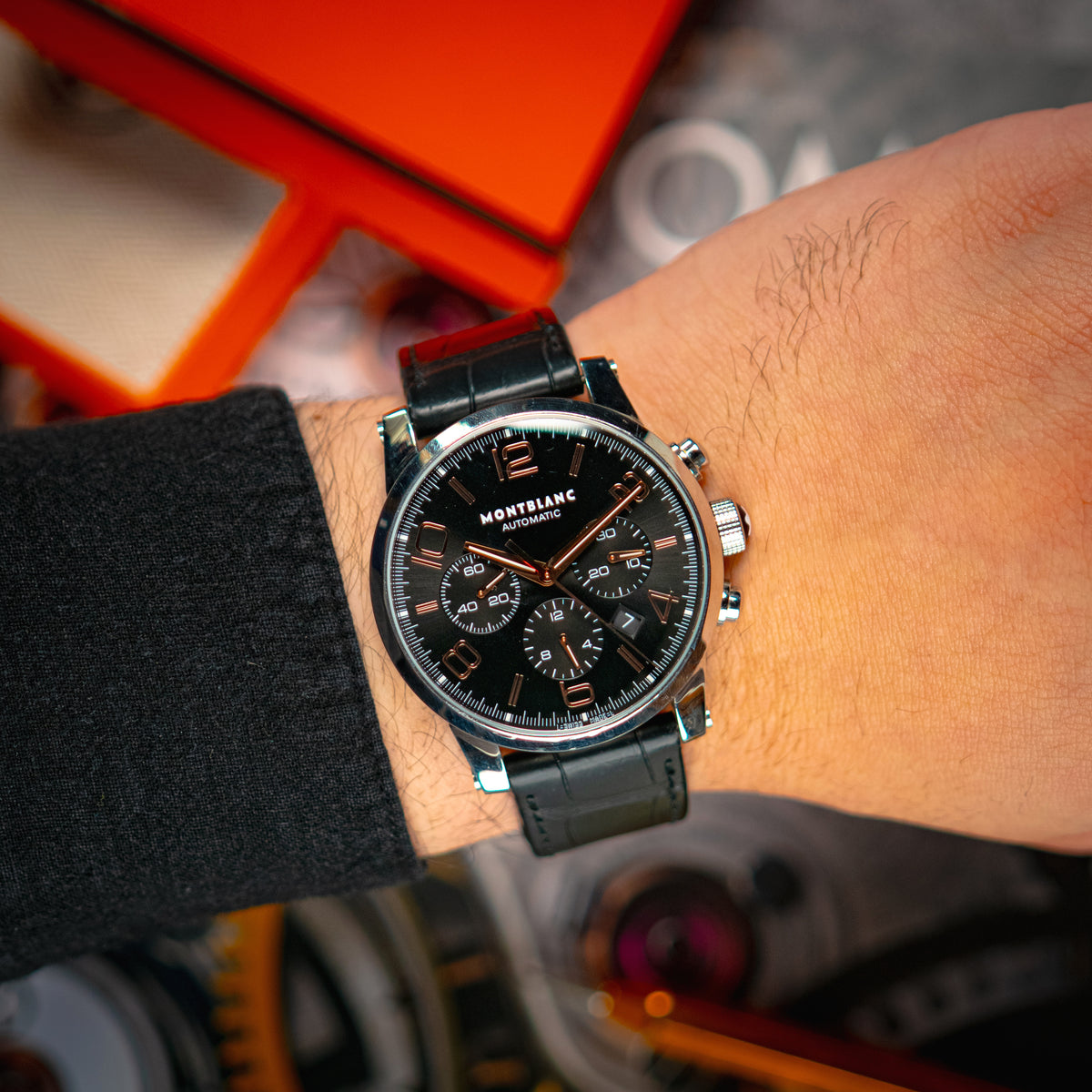 Montblanc TimeWalker Chronograph Black Dial Red Gold 43mm