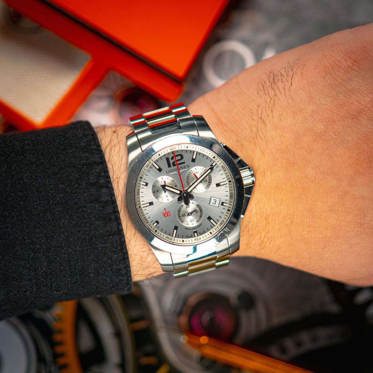 Longines Conquest Chronograph "1/100th" Silver Dial 41mm