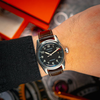 Longines Spirit Automatic Black Dial Brown Strap 40mm